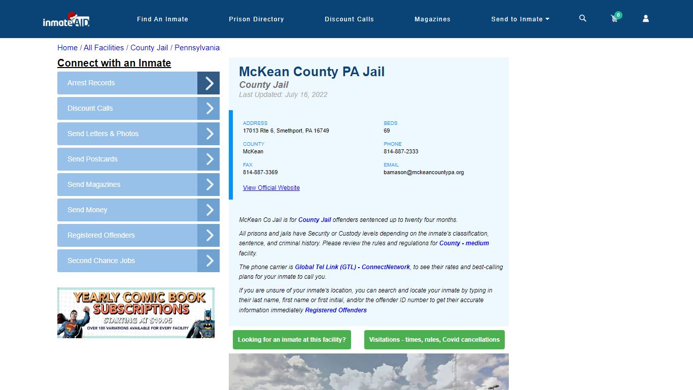 McKean County PA Jail - Inmate Locator - Smethport, PA
